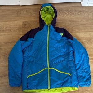Adidas Insulated Hooded Jacket Men’s M (Tag L) Blue Neon Outdoor Ski